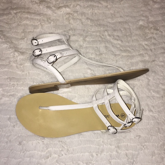 White Gladiator Sandals - Picture 3 of 3
